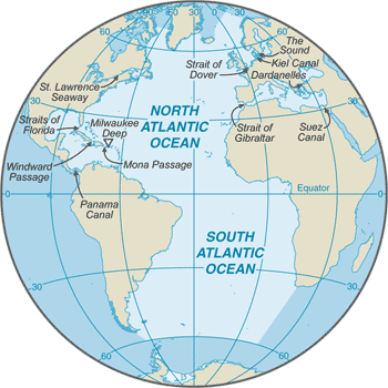 Map of Atlantic Ocean
